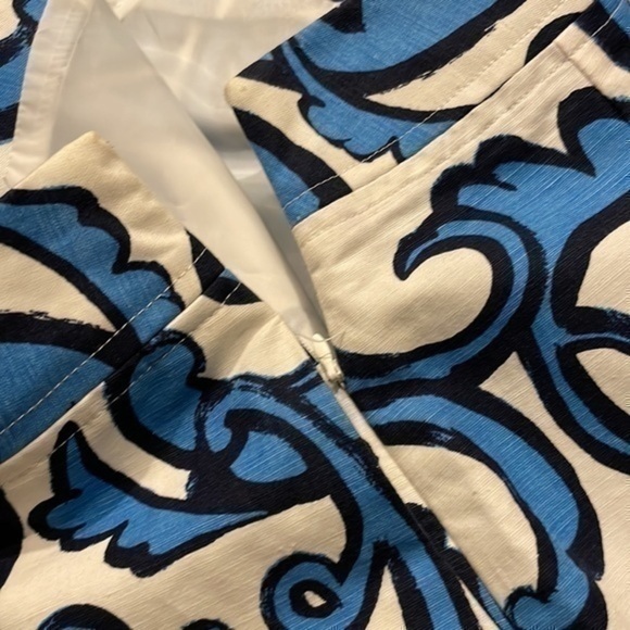 Merona white and blue floral print linen blend pencil short skirt size 6 - Picture 8 of 9